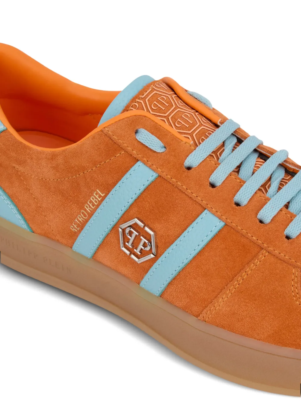 Philipp Plein Gestreepte suède sneakers Oranje