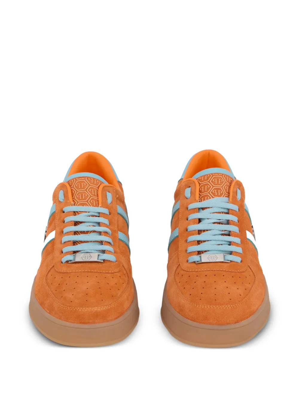 Philipp Plein Gestreepte suède sneakers Oranje