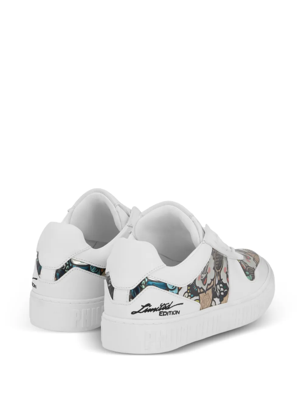 Philipp Plein 3D appliqué low-top sneakers Wit