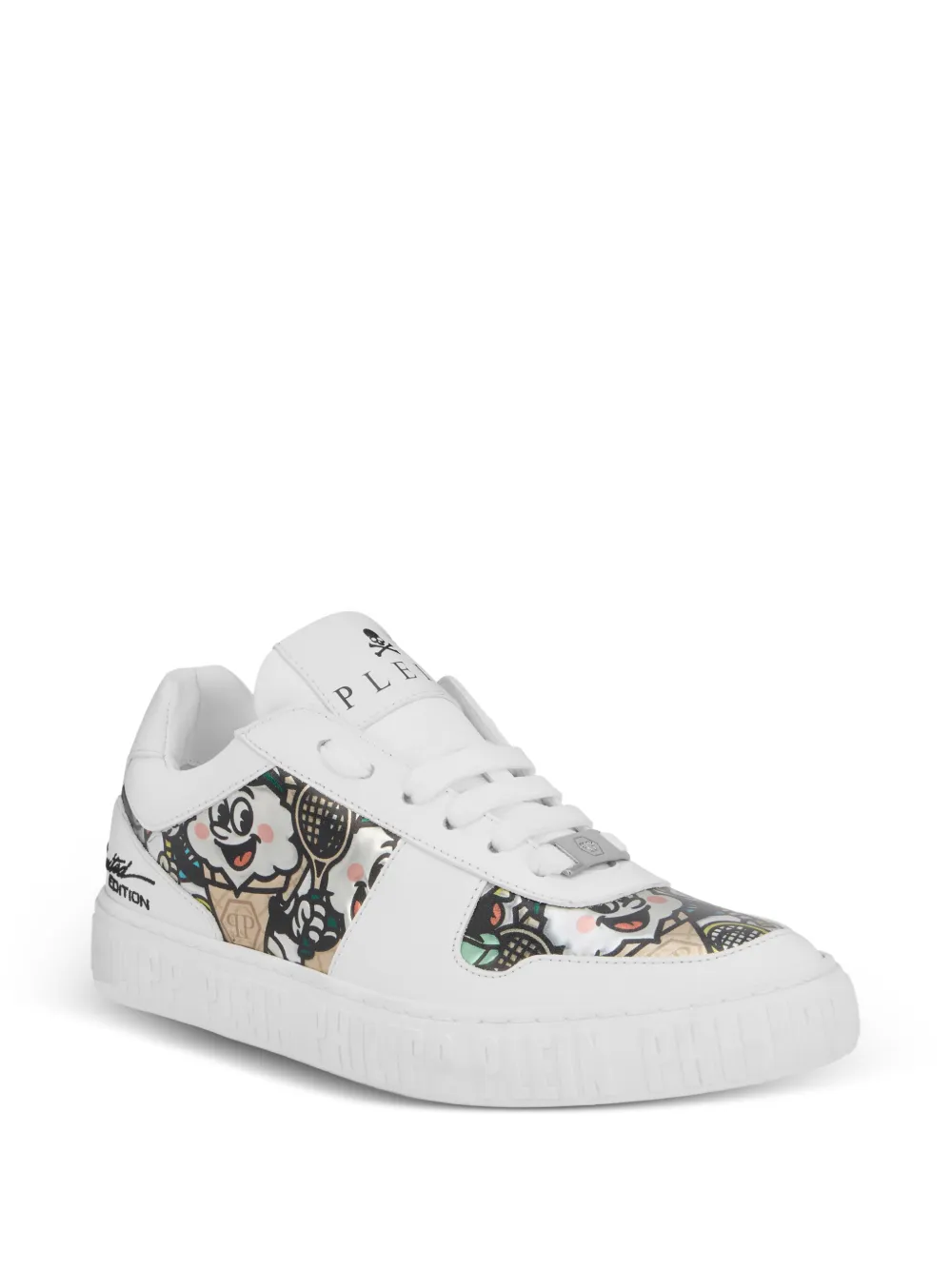 Philipp Plein 3D appliqué low-top sneakers Wit