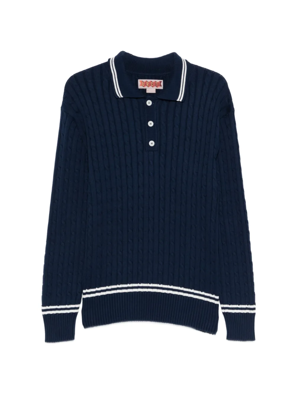 Baracuta striped cable-knit polo shirt - Blu