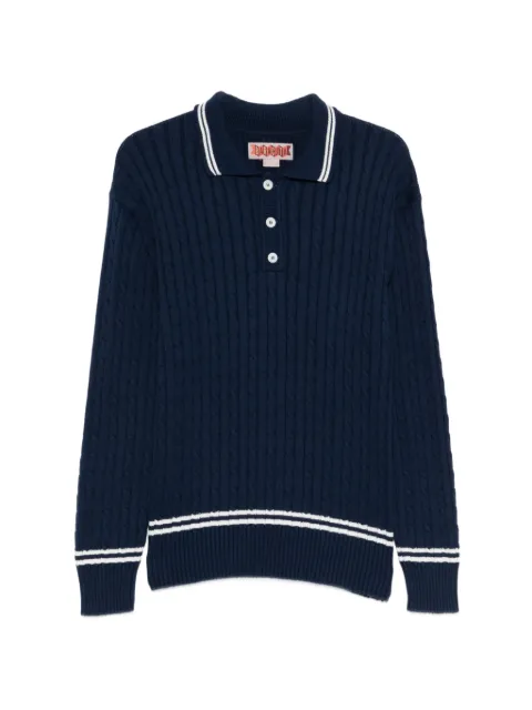 Baracuta striped cable-knit polo shirt