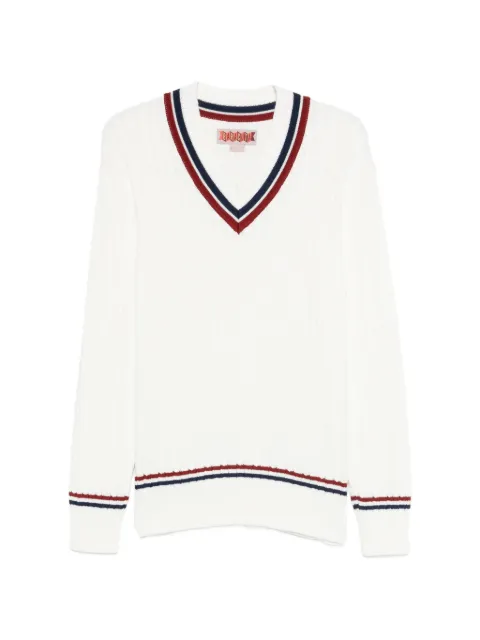 Baracuta jersey con cuello en V y punto de ochos