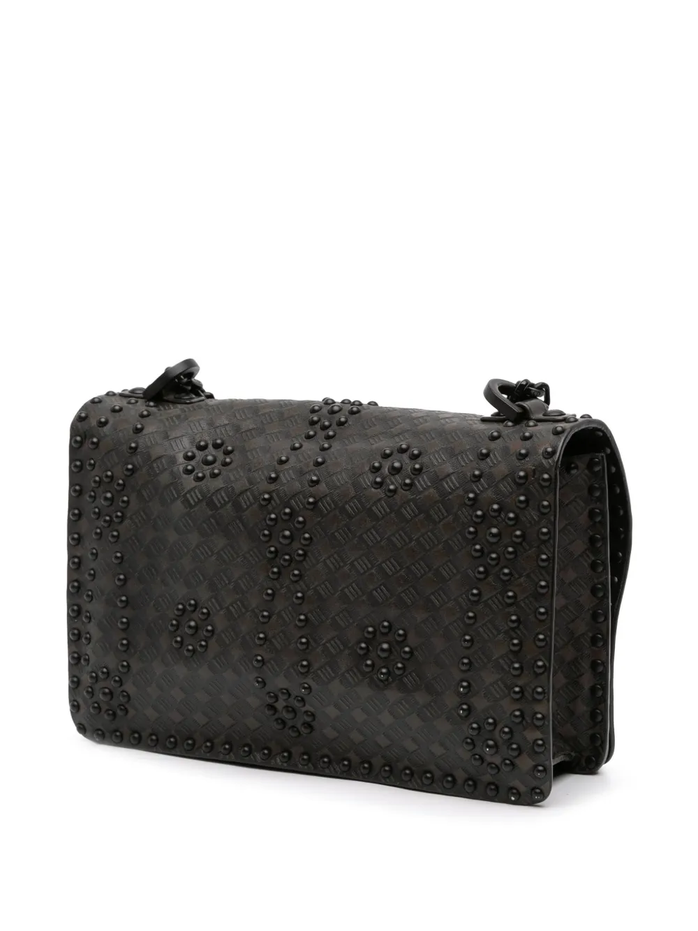 2018 Medium Embossed Calfskin Studded Jadior Chain Flap Shoulder Bag