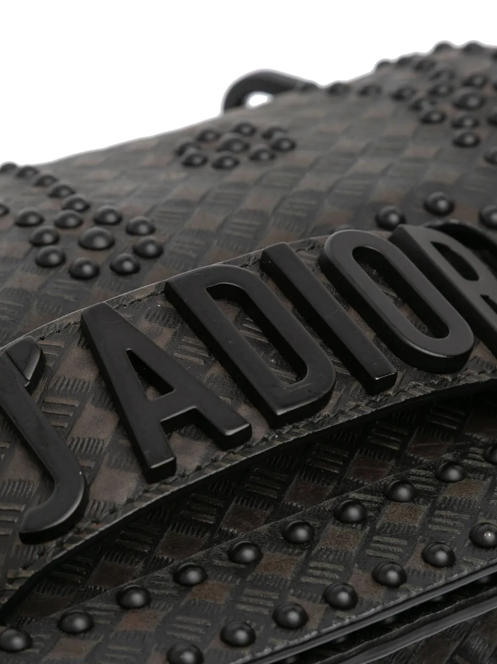 2018 Medium Embossed Calfskin Studded Jadior Chain Flap Shoulder Bag
