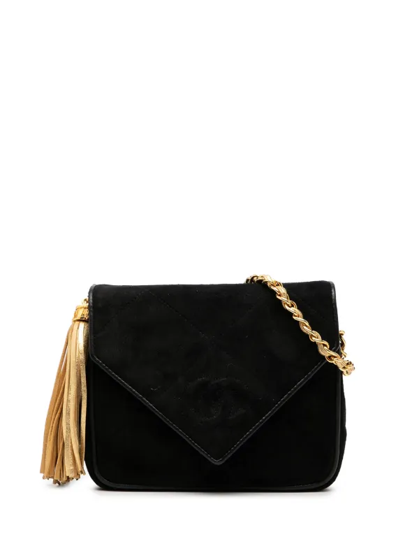 CHANEL Pre-Owned 1989-1991 ココマーク スエード タッセル ショルダー 