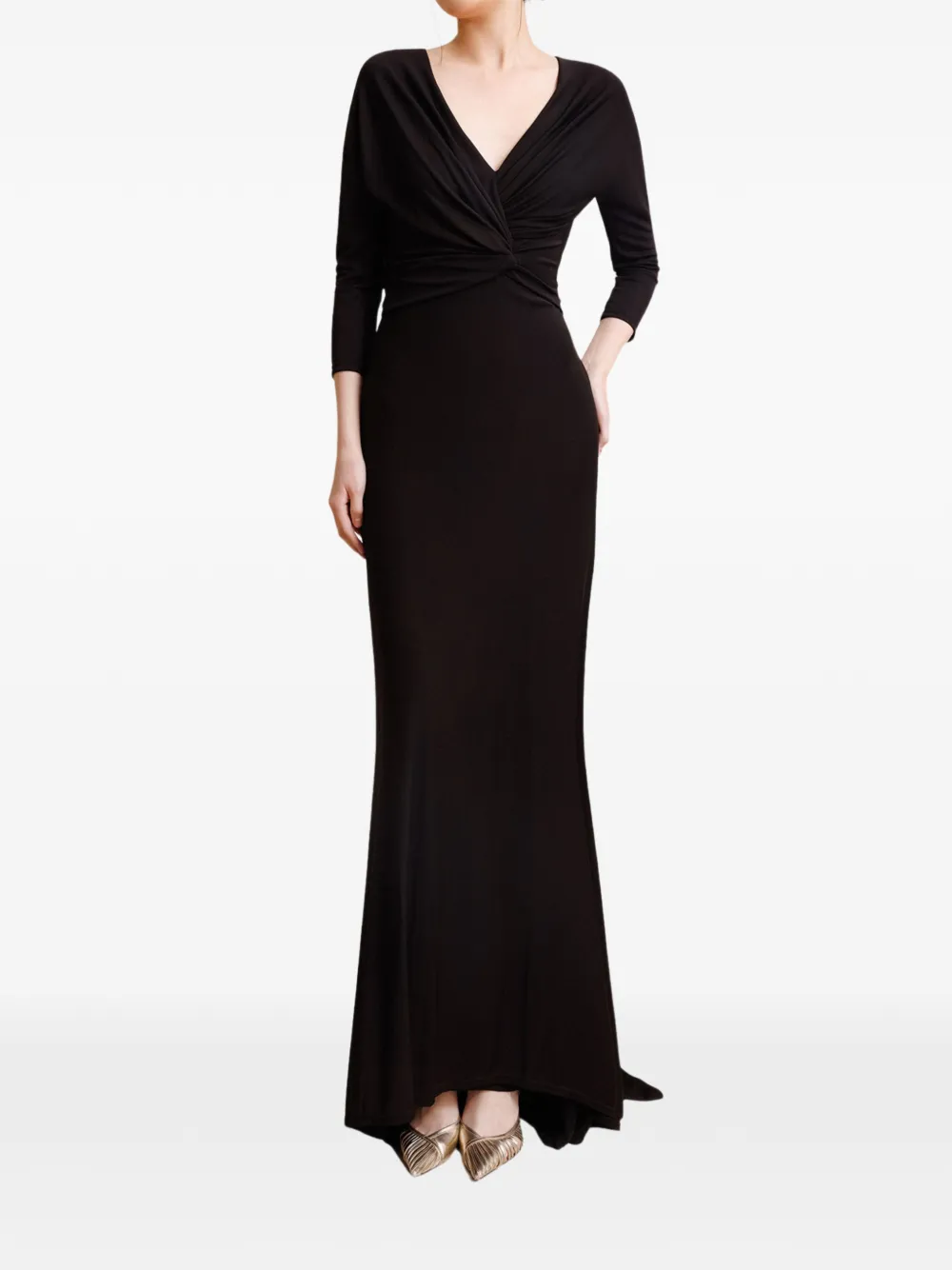 Gemy Maalouf Abito drappeggiato con scollo a V - Nero