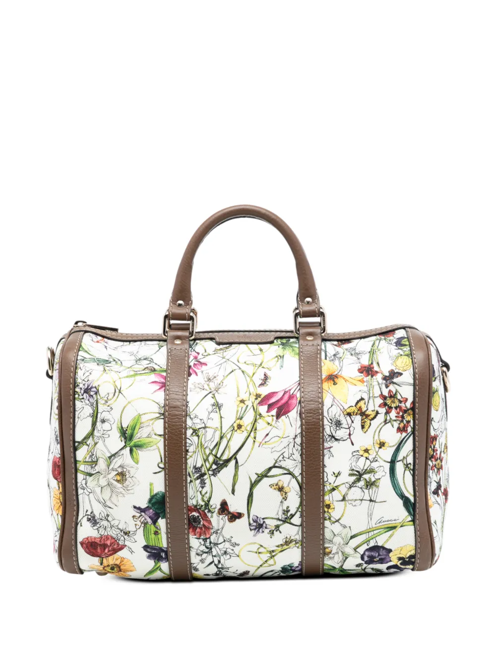 Gucci Pre-Owned 2016-2025 Medium Canvas Flora Joy Boston Bag satchel - Bianco