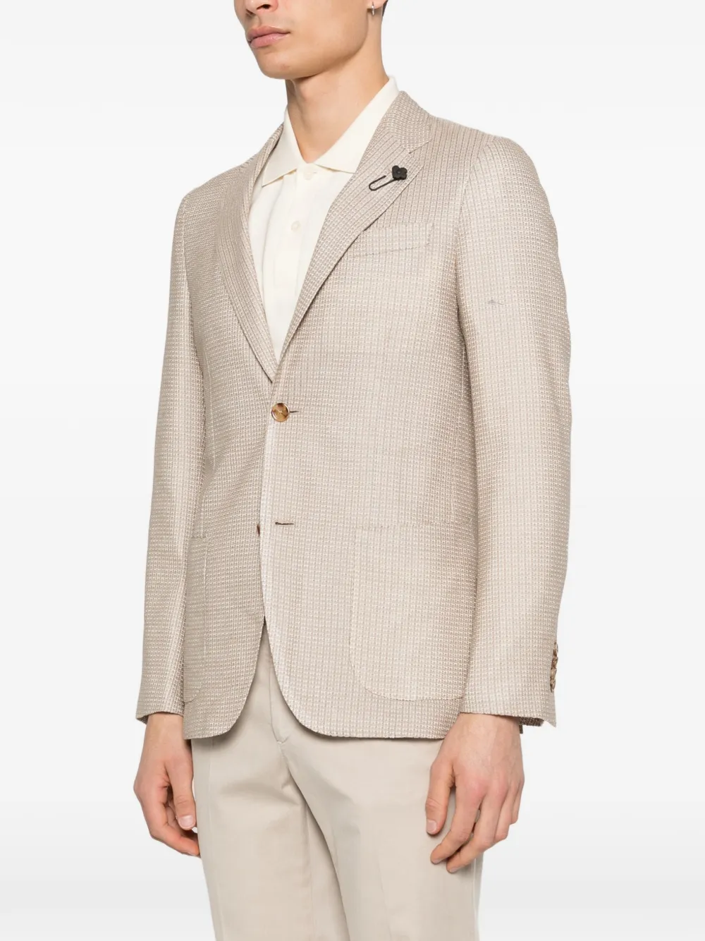  Lardini Patterned Button Blazer - Neutrals 