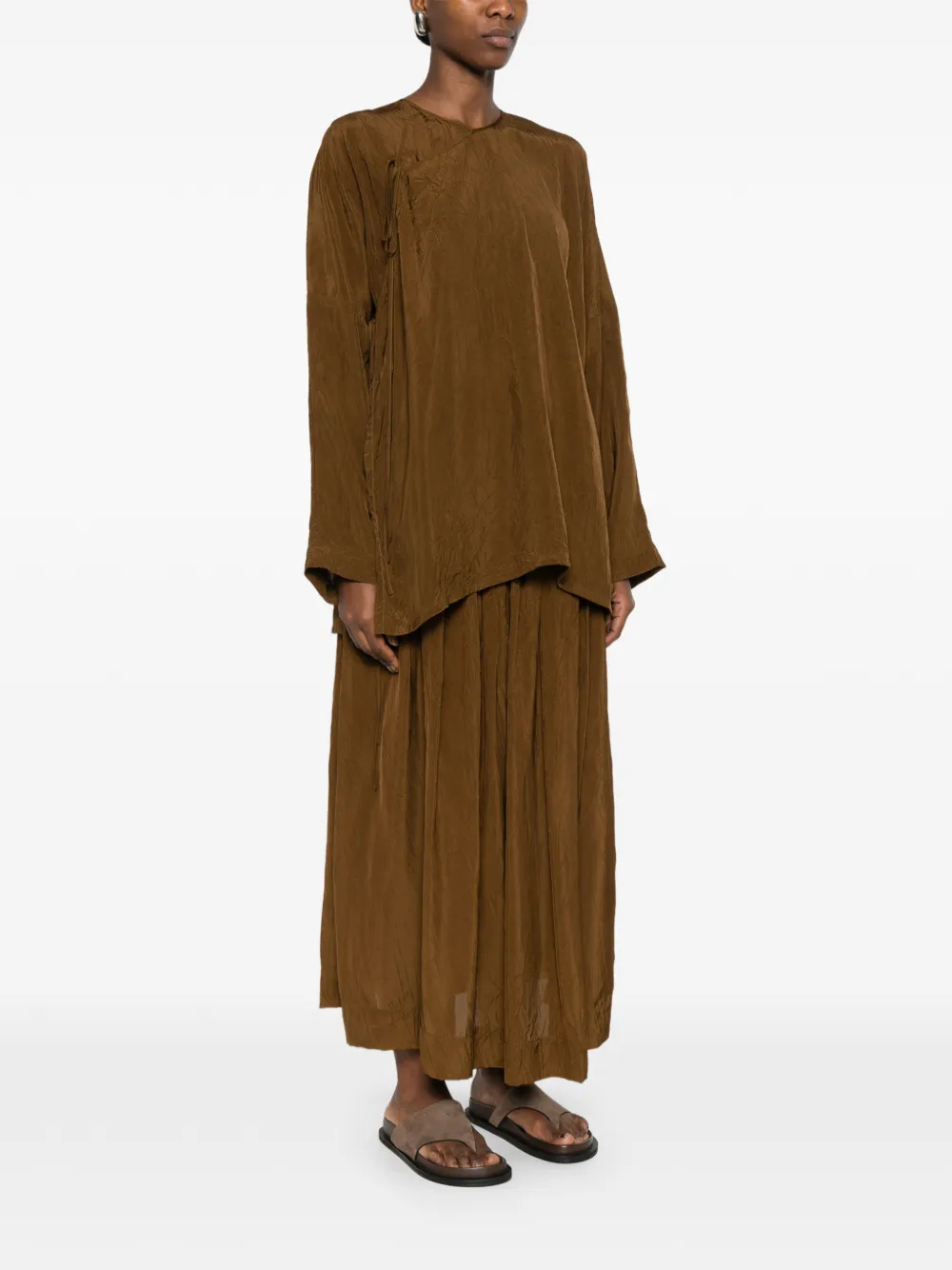  Uma Wang Tie Detail Blouse - Brown 