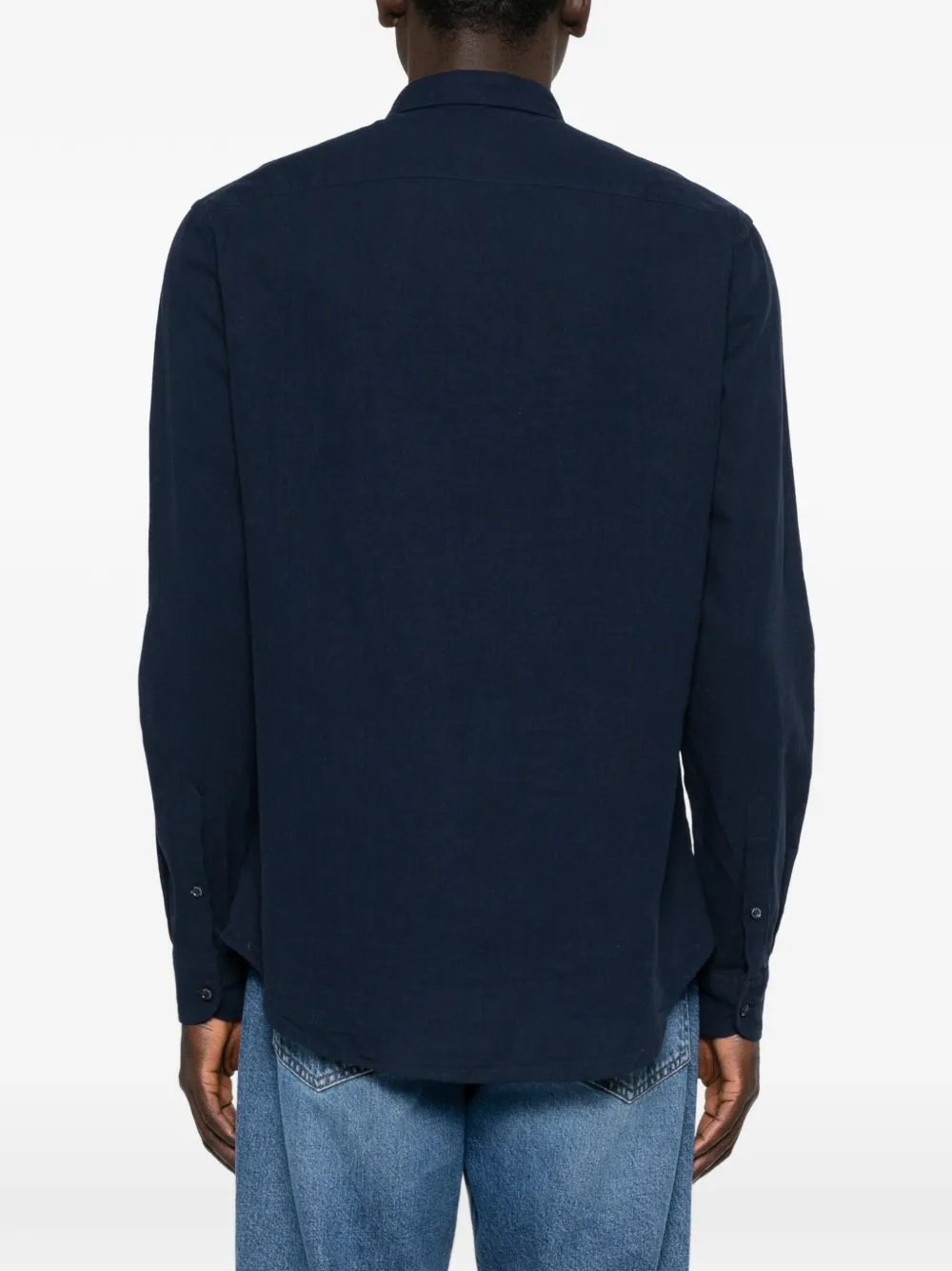 Emporio Armani Overhemd met knoopsluiting en logo op de borst Blauw