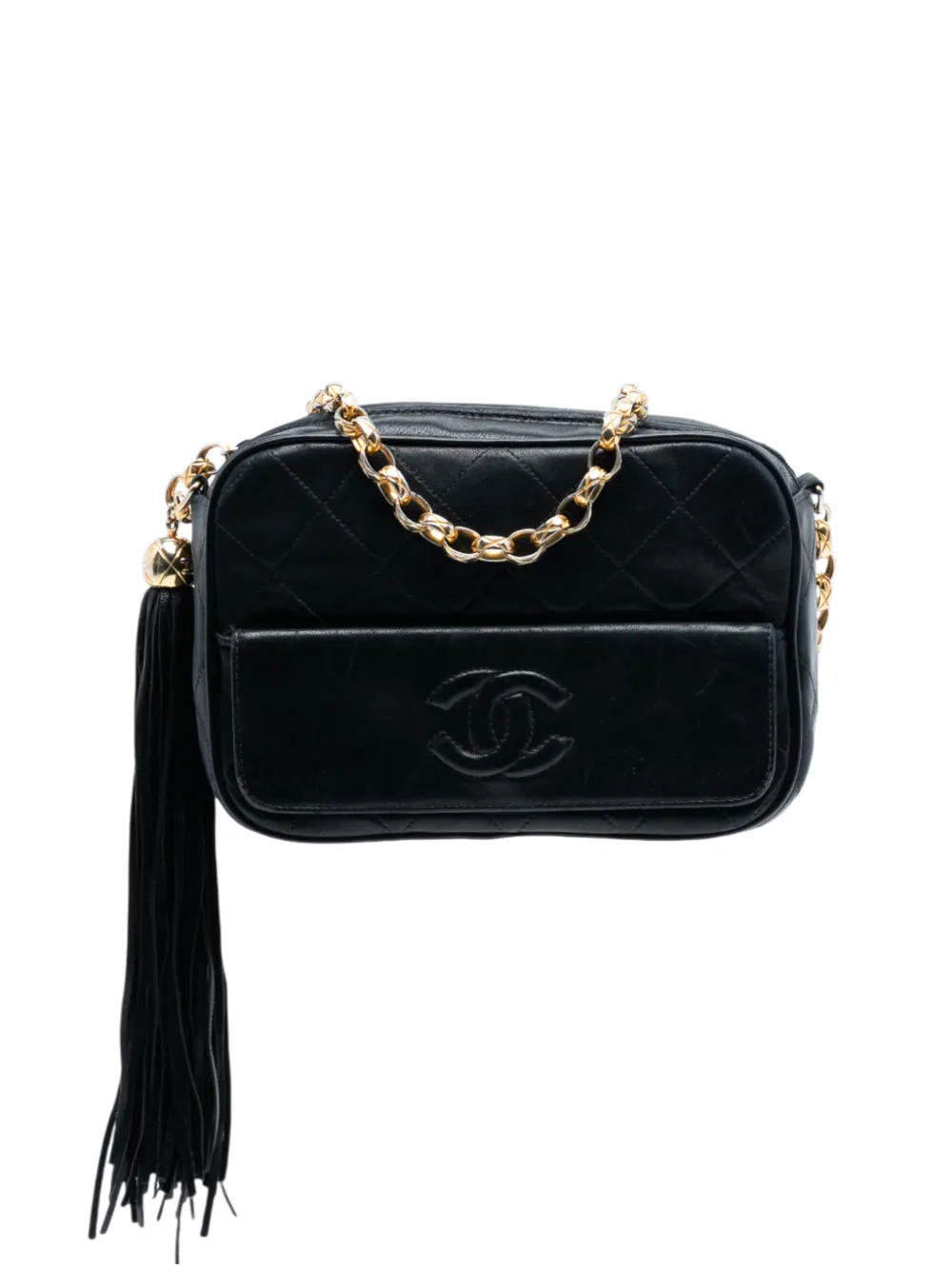 CHANEL Pre-Owned 1989-1991 Mini CC Quilted Lambskin Tassel Camera Bag crossbody bag - Nero