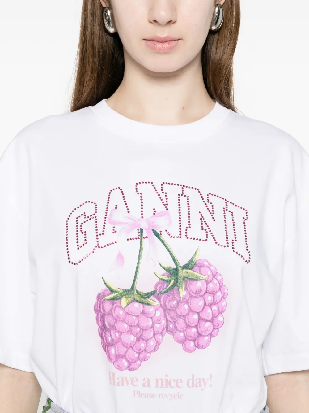 GANNI T-shirt met print Wit