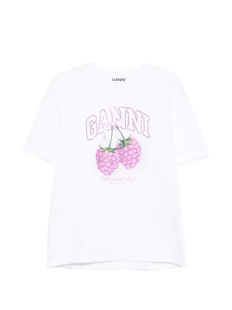 GANNI raspberry graphic T-shirt