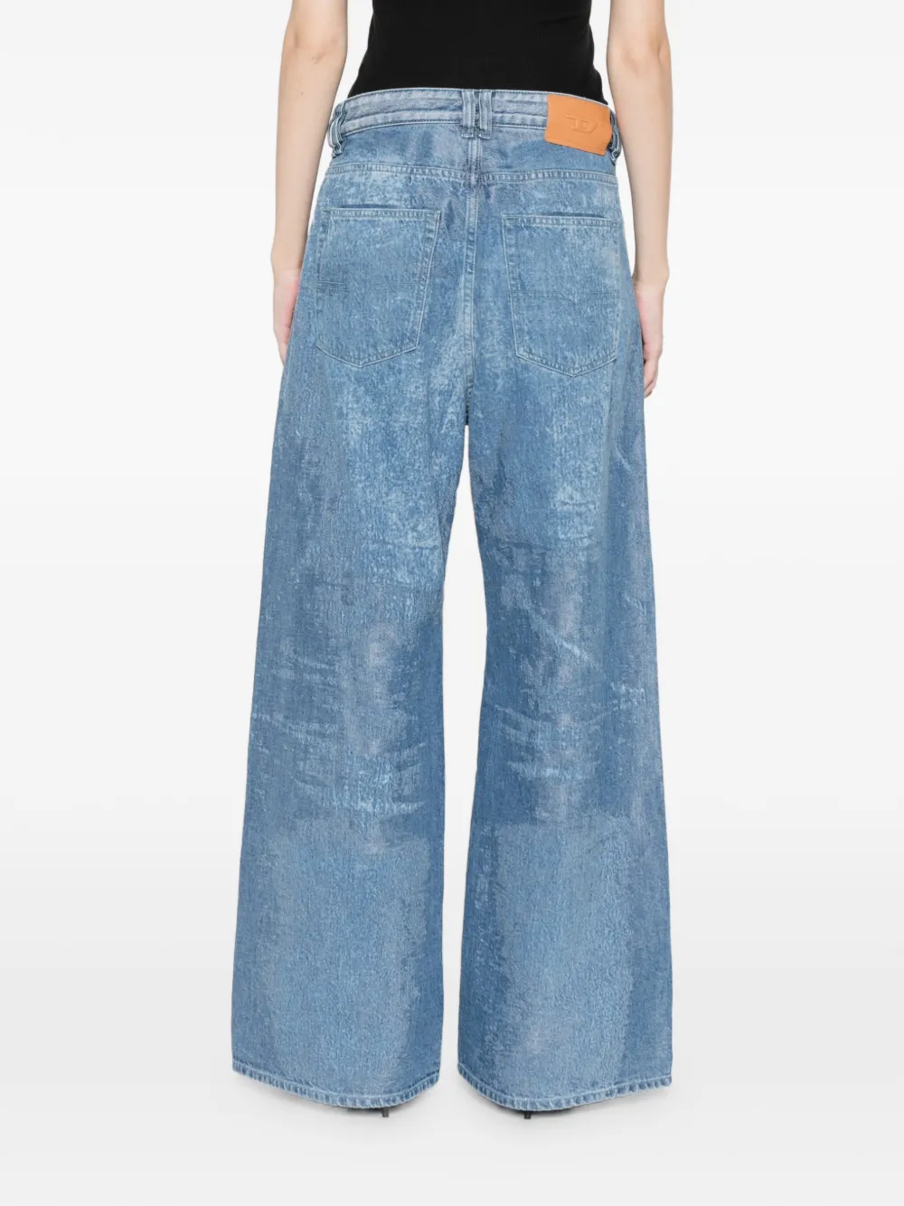 Diesel Doorzichtige jeans met logopatch Blauw