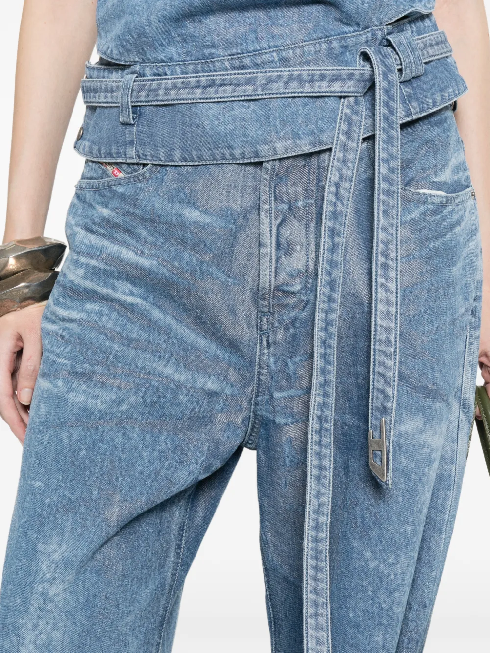 Diesel Doorzichtige jeans met logopatch Blauw
