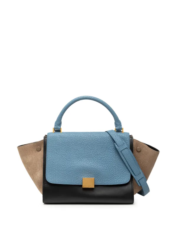 Celine Pre-owned 2012-2018 Small Tricolor Leather Trapeze Satchel in Black