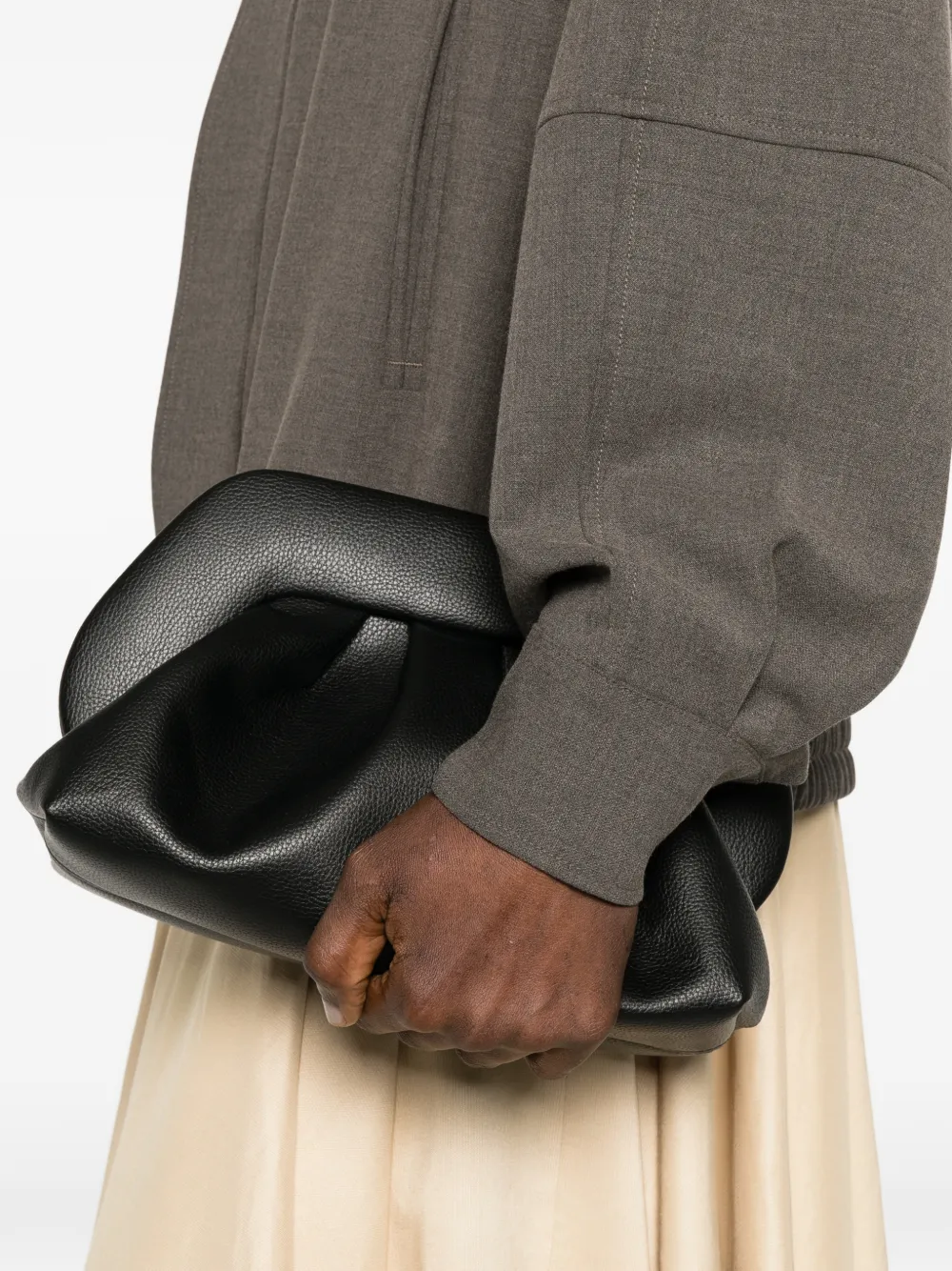  Themoirè Medium Bios Clutch Bag - Black 