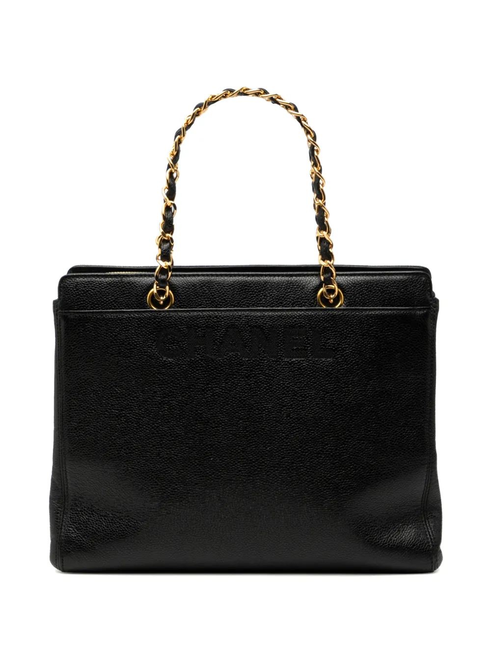 CHANEL Pre-Owned 1997-1999 Caviar Logo Chain tote bag - Nero