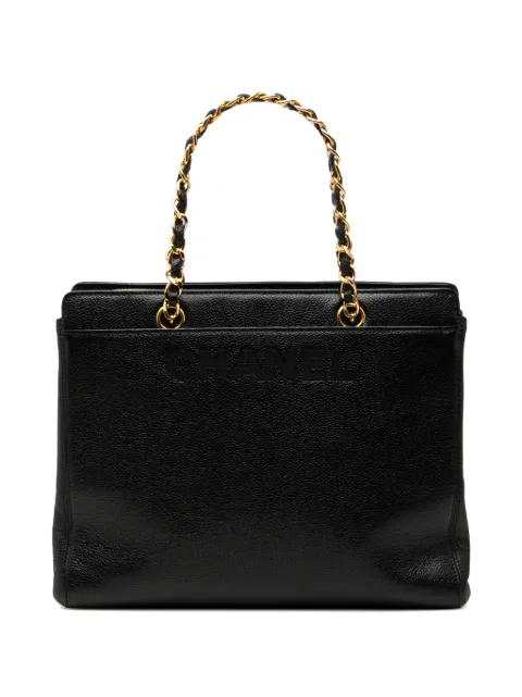 CHANEL Pre-Owned 1997-1999 Caviar Logo Chain tote bag
