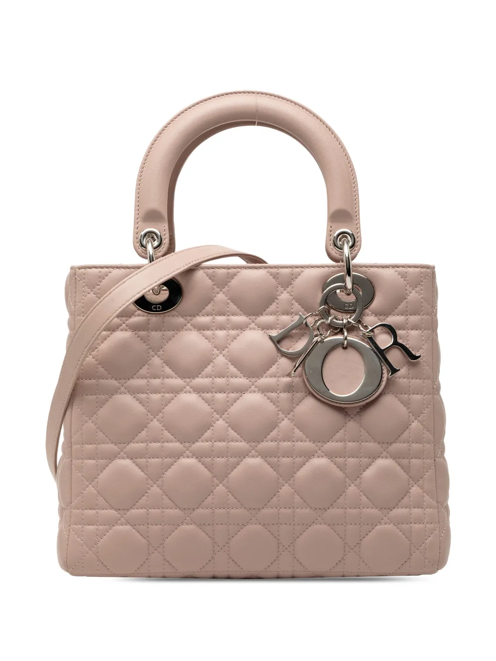 Christian Dior Pre-Owned Borsa a tracolla Lady Dior media in pelle di agnello con motivo Cannage 2012 - Rosa