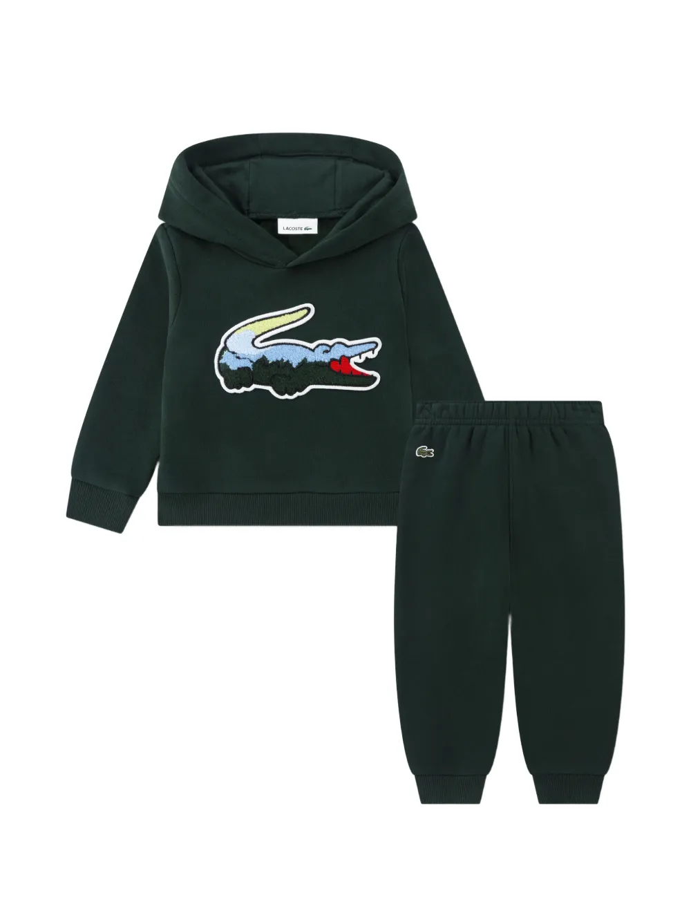 Lacoste Kids hooded logo tracksuit - Verde