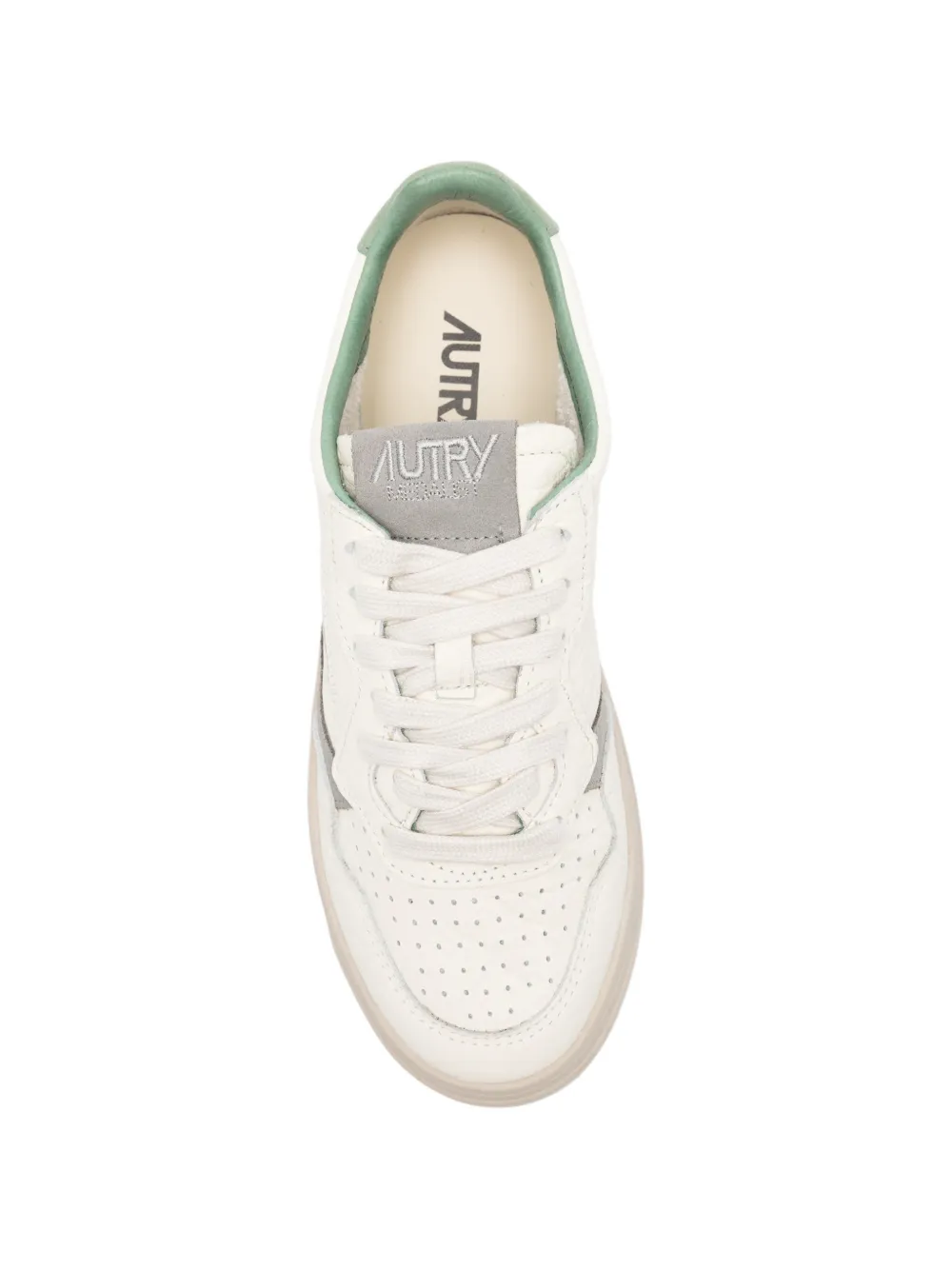 Autry Medalist Low bewerkte leren sneakers Beige