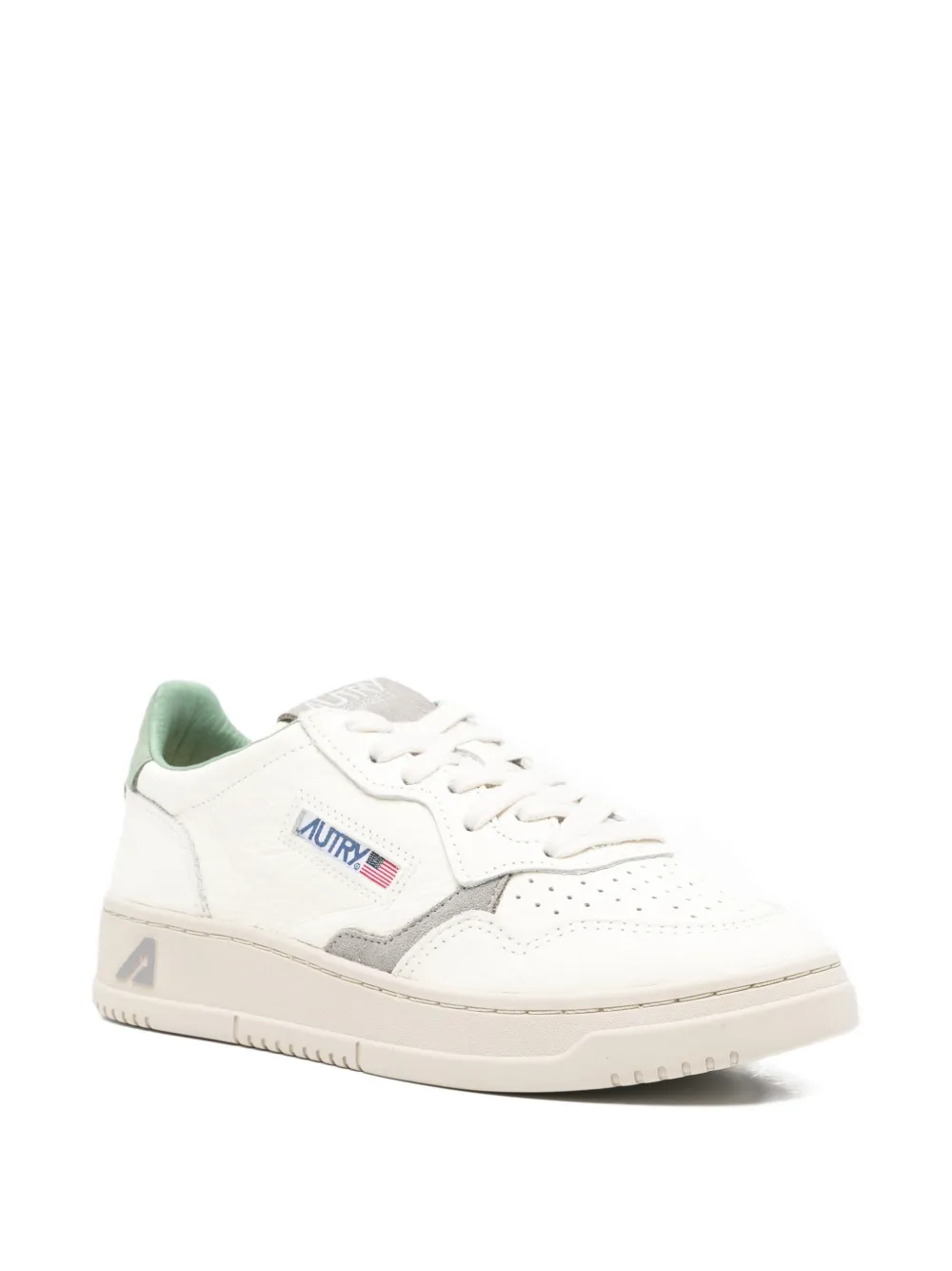 Autry Medalist Low bewerkte leren sneakers Beige