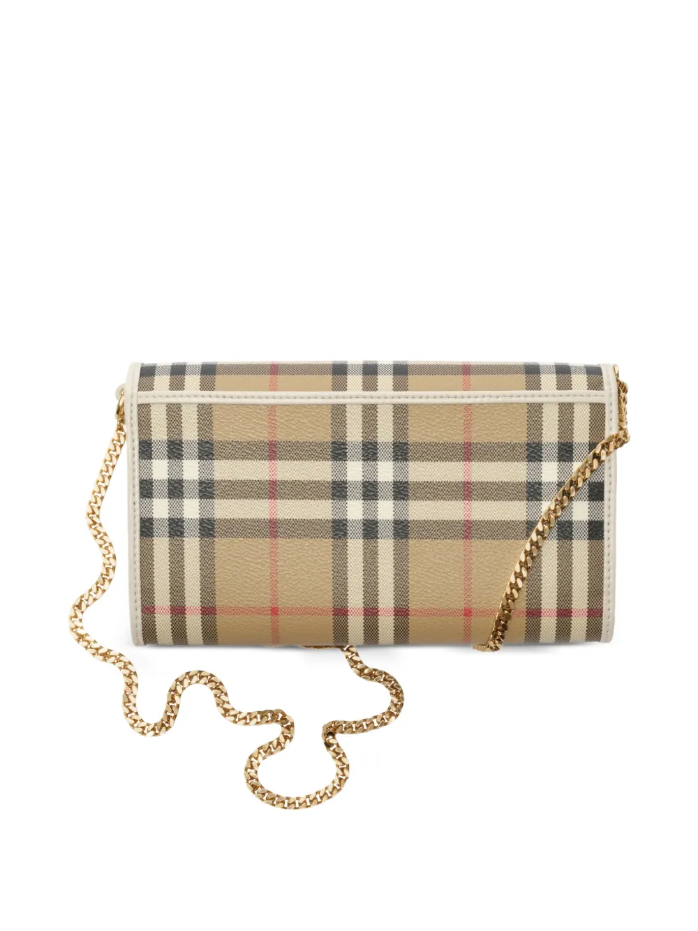  Burberry Check Chain-strap Wallet - Neutrals 