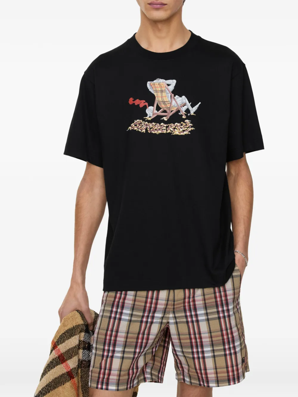 Burberry Beach Knight katoenen T-shirt Zwart