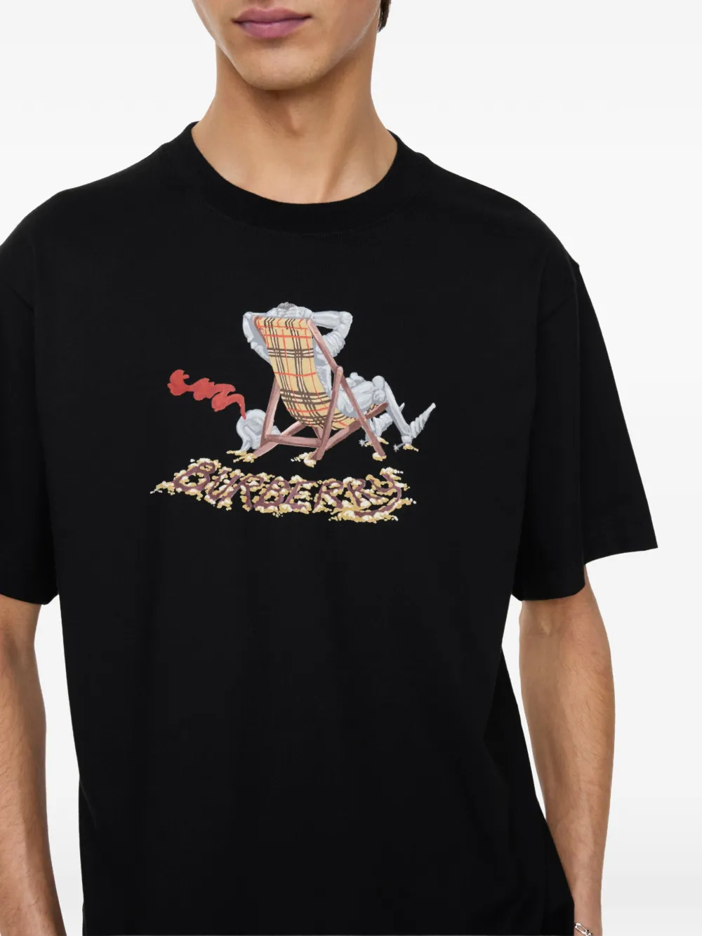 Burberry Beach Knight katoenen T-shirt Zwart