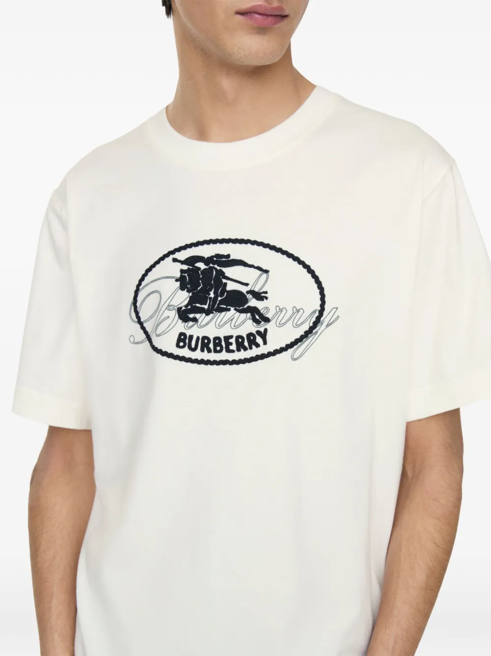 Burberry Katoenen T-shirt met Knight-detail Beige
