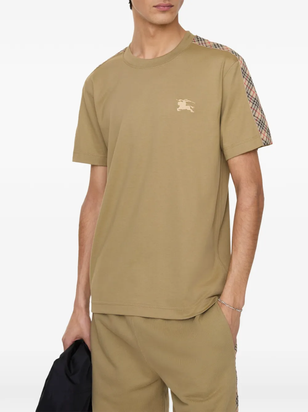 Burberry Katoenen T-shirt met geruite afwerking Bruin