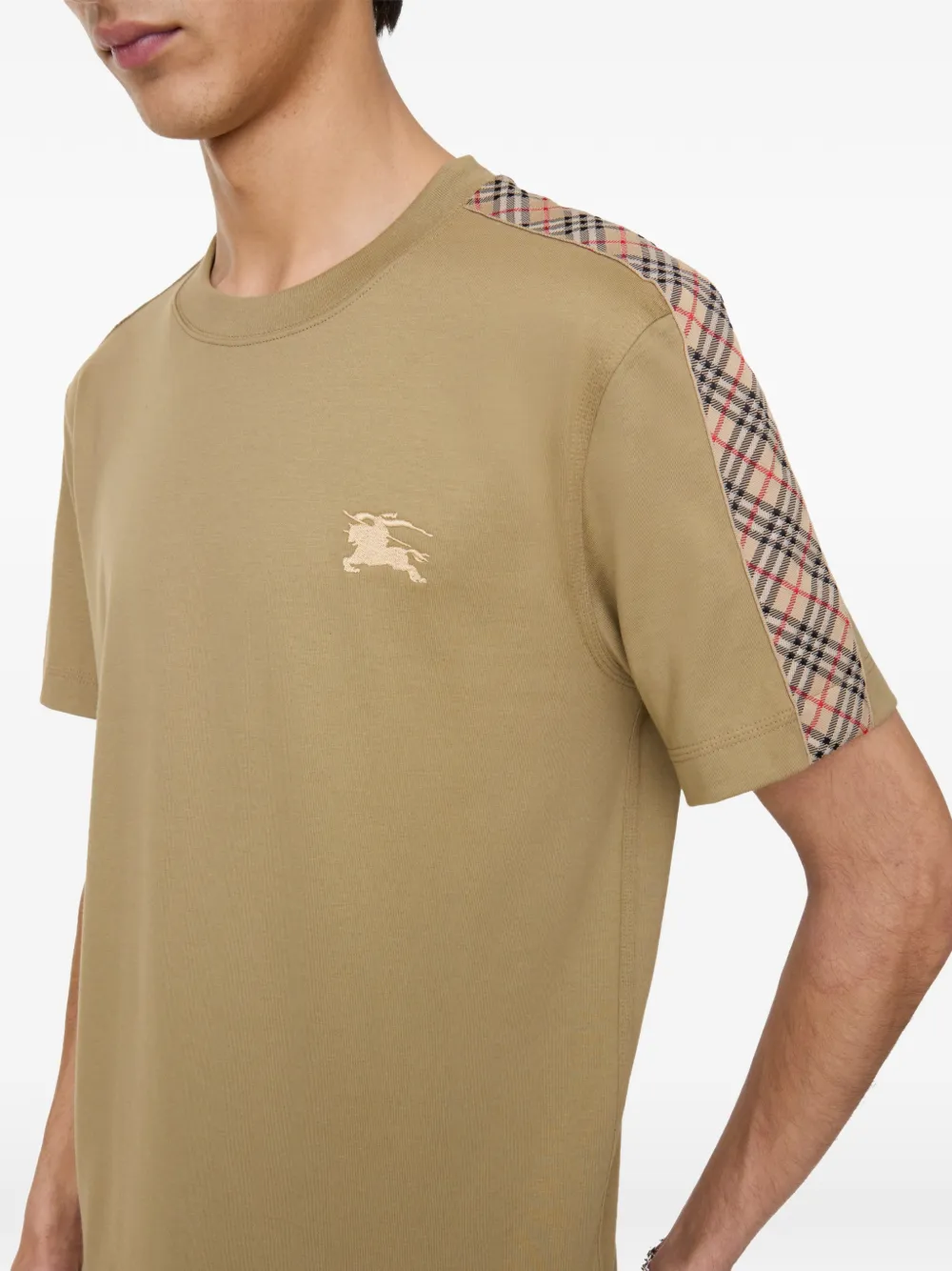 Burberry Katoenen T-shirt met geruite afwerking Bruin