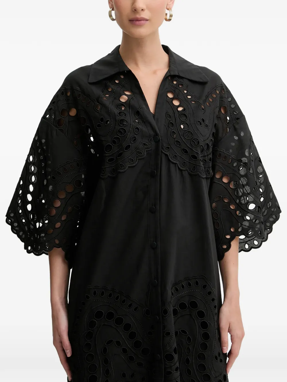  Charo Ruiz Ibiza Tao Eyelet Blouse - Black 