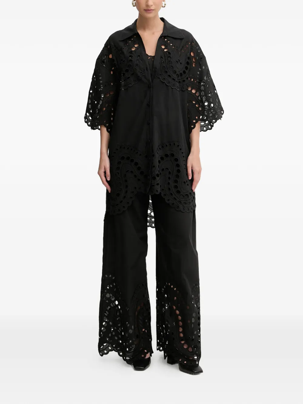  Charo Ruiz Ibiza Tao Eyelet Blouse - Black 
