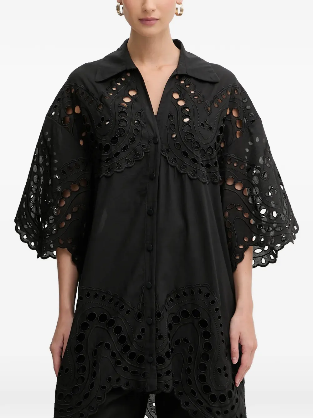 Charo Ruiz Ibiza Tao eyelet blouse - Nero