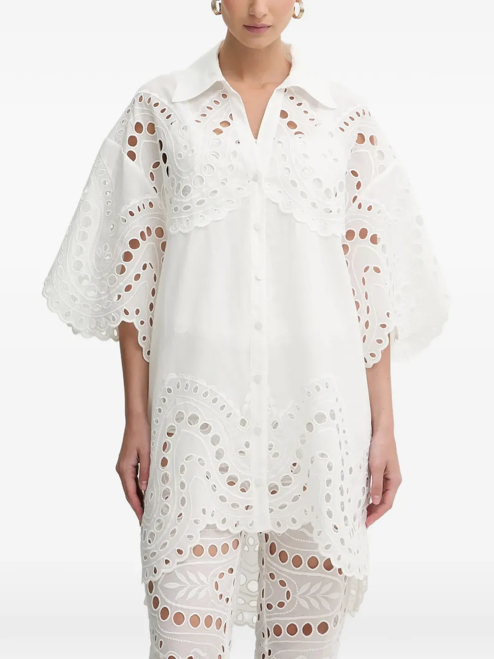Charo Ruiz Ibiza Tao broderie anglaise top - Bianco