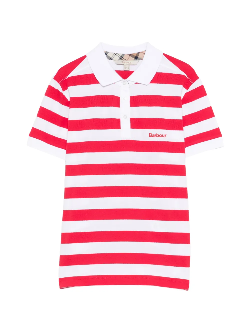 Barbour Striped Polo Top In Red