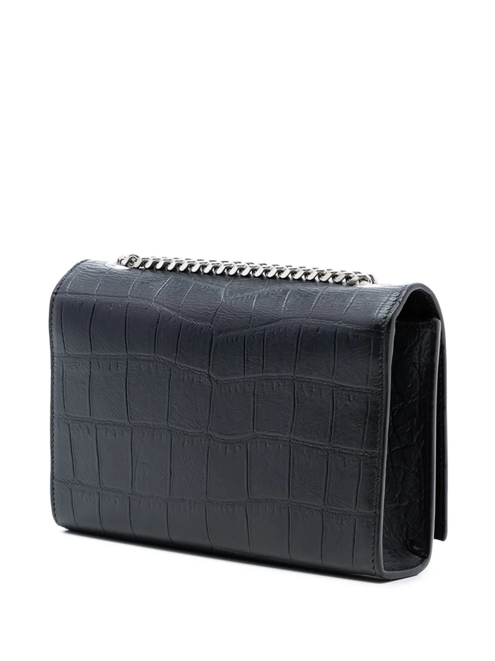  Saint Laurent Pre-owned Borsa A Tracolla Kate Piccola In Pelle Goffrata Effetto Coccodrillo Con Monogramma E Nappa 2016 - Nero 