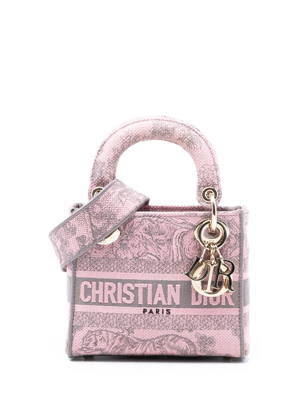 Christian Dior Pre-Owned 2023 Mini Embroidered Canvas Toile De Jouy Lady D Lite satchel - Rosa