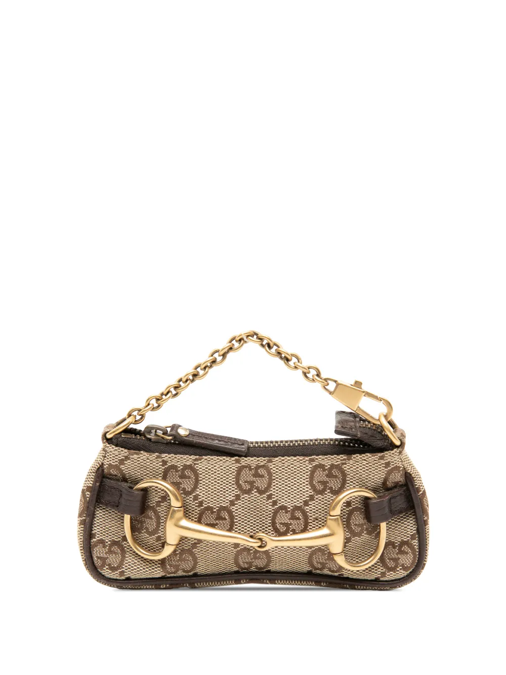 Gucci Pre-Owned Pouch mini in tela GG con dettaglio Morsetto e catena 2000-2015 - Marrone