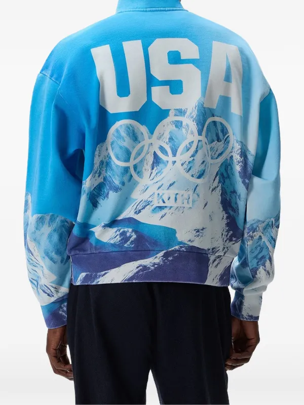 KITH Team USA Winter Mountain Quarter Zipped Sweatshirt | Blue