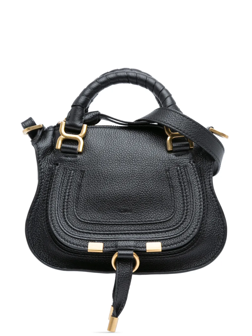 Chloé Pre-Owned Borsa a tracolla Marcie mini in pelle di vitello pieno fiore 2023 - Nero