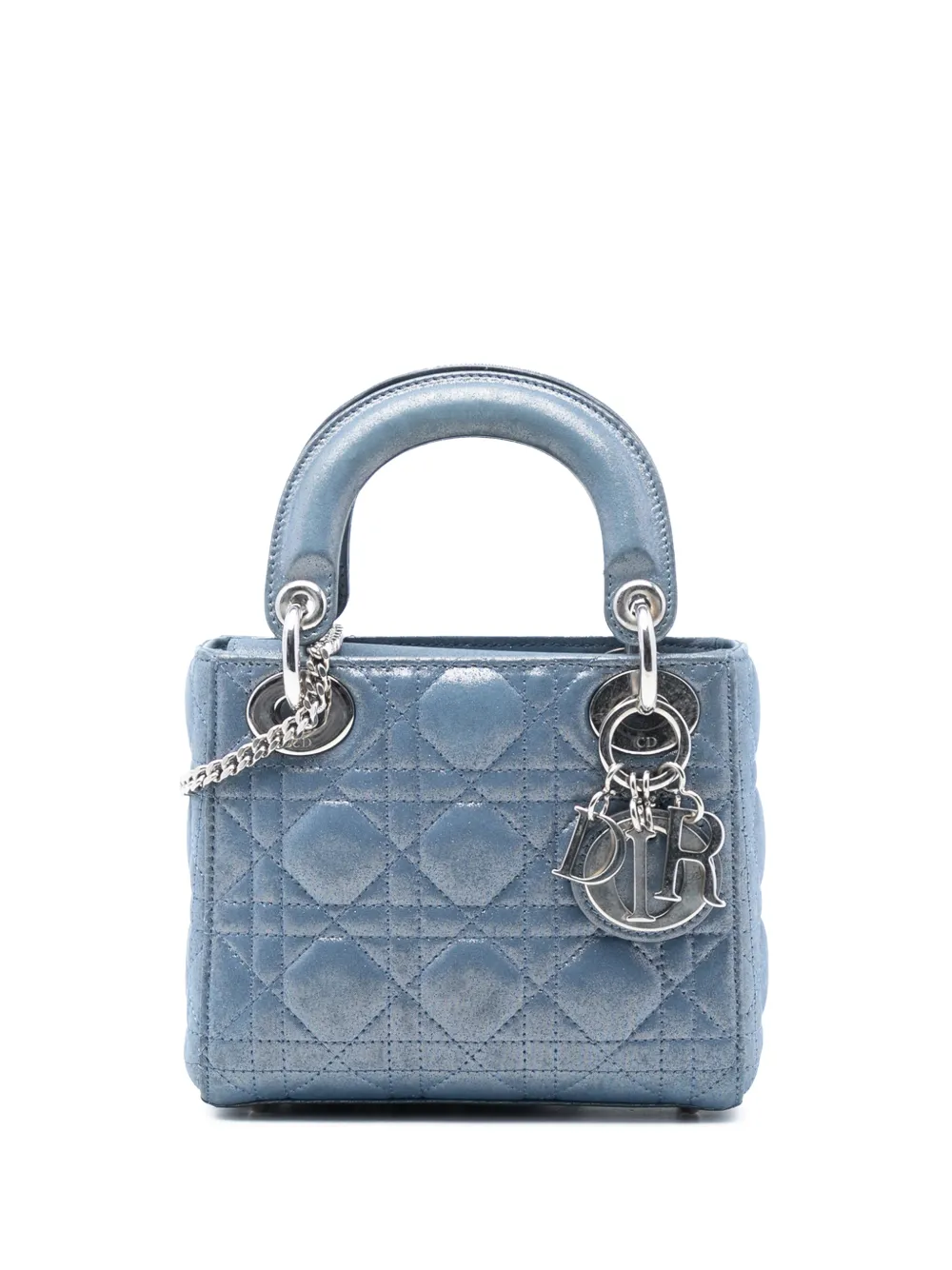 Christian Dior Pre-Owned Borsa a tracolla Lady Dior mini iridescente con motivo Cannage 2015 - Blu
