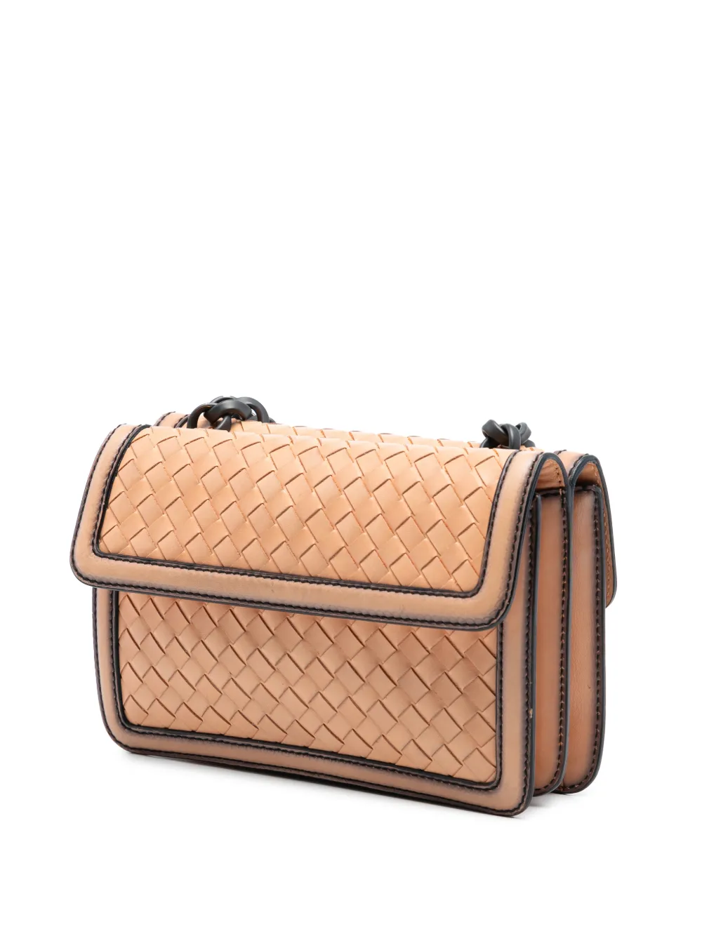  Bottega Veneta Pre-owned Borsa A Spalla Mirror Lens In Nappa Con Motivo Intrecciato E Doppio Battente 2012-2026 - Marrone 