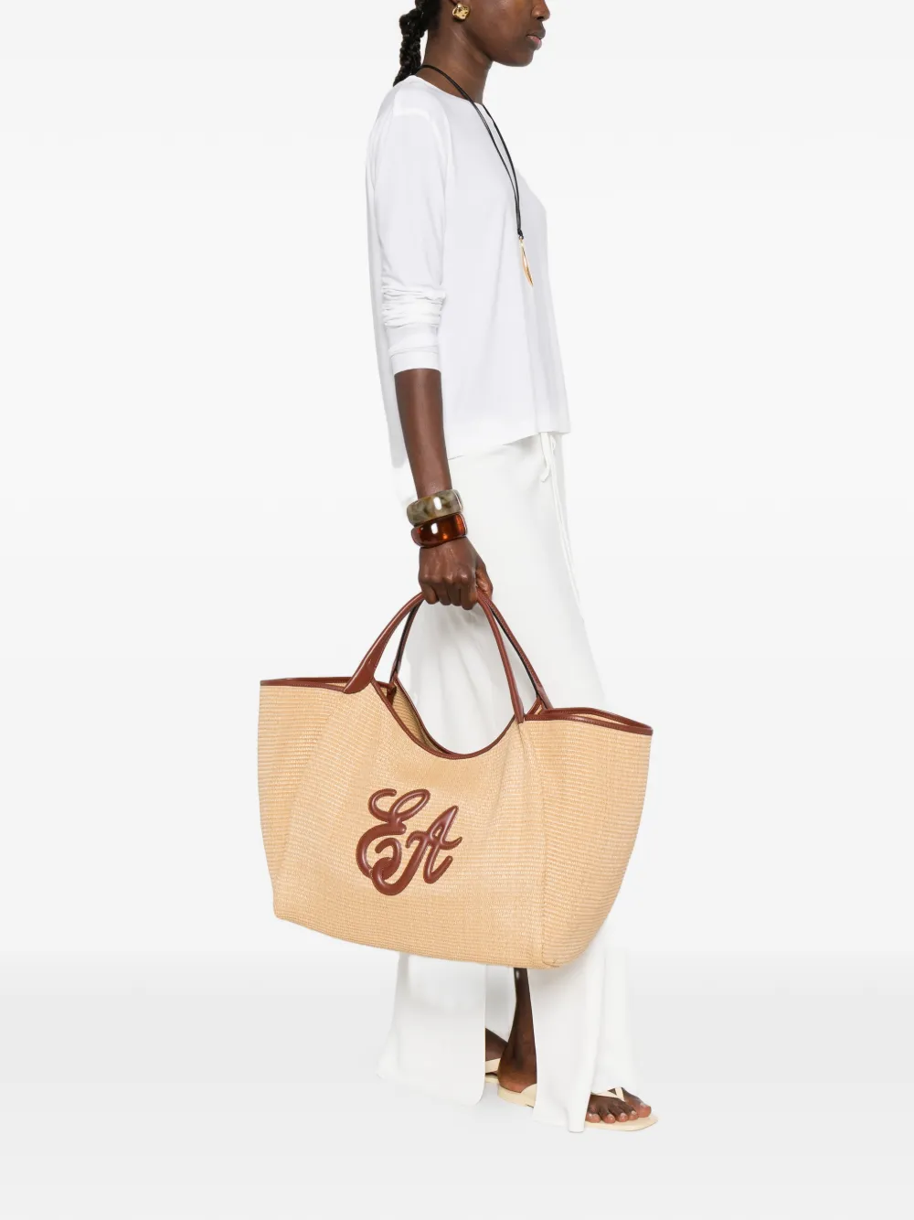 Emporio Armani Shopper met applicatie Beige