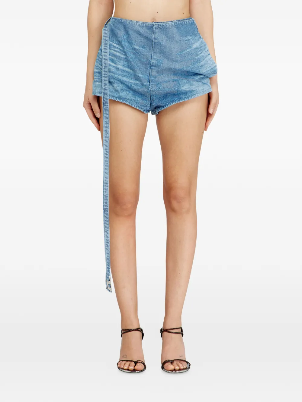 Diesel Denim shorts met satijnen-effect Blauw