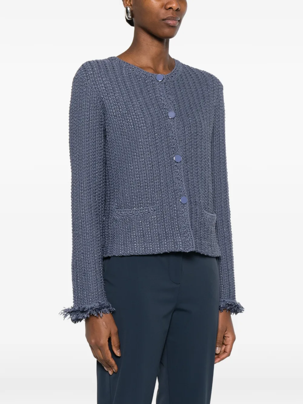 Emporio Armani Vest met franje en zakken Blauw