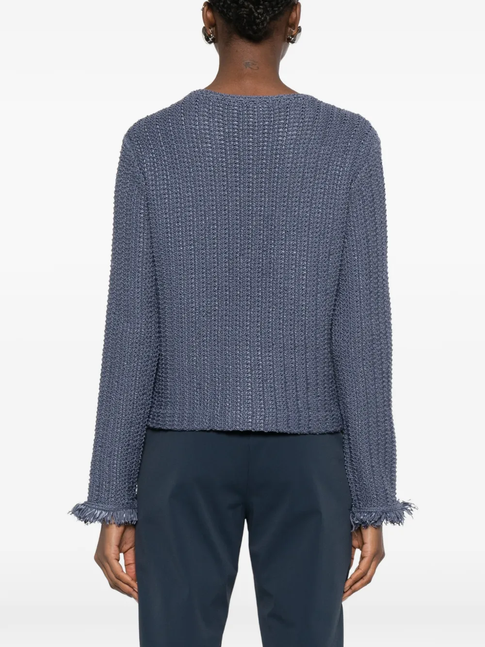 Emporio Armani Vest met franje en zakken Blauw